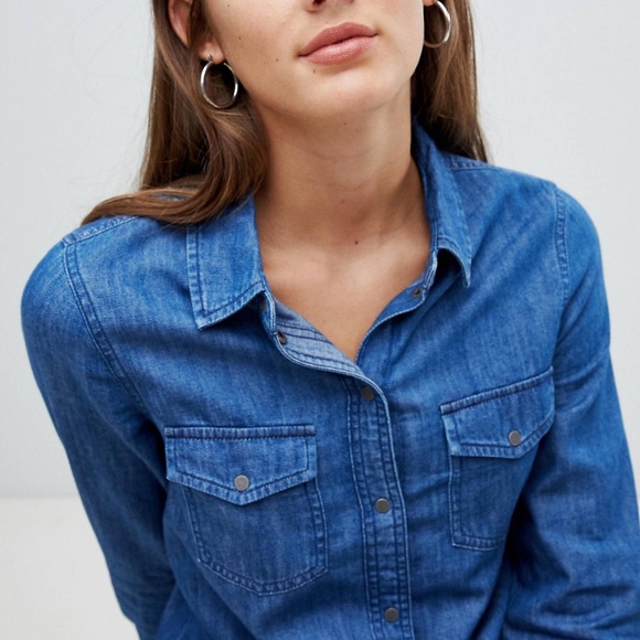 Noisy May Denim Button Down Shirt - Picture 2 of 4